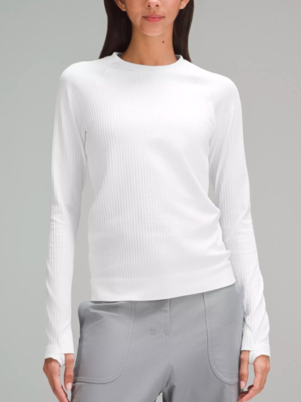 Lululemon Rest Less Pullover Ribbed Long Sleeve Top White